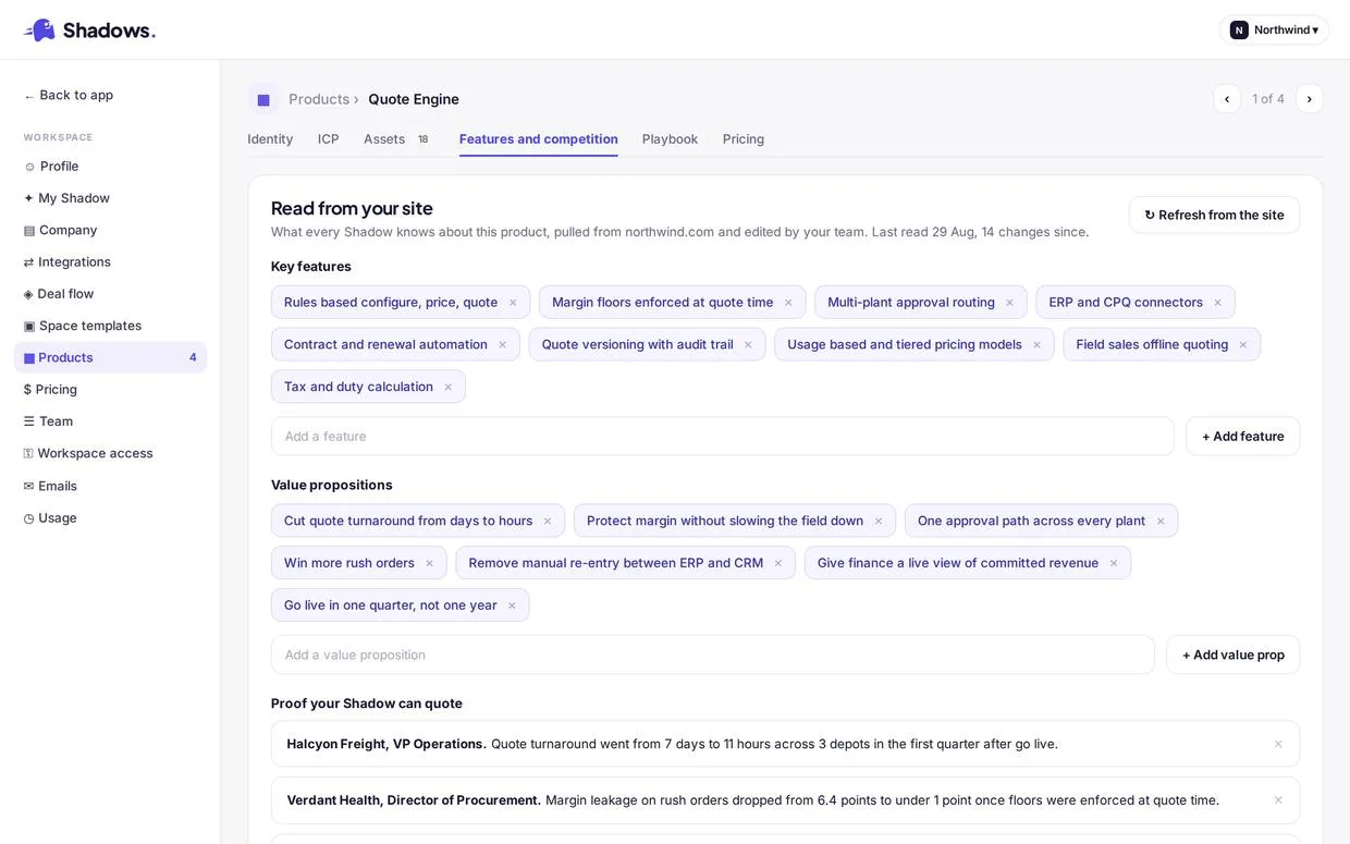 Company and product knowledge base